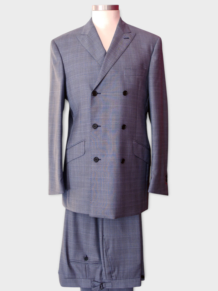Grey Prince Of Wales Double Breasted Suit