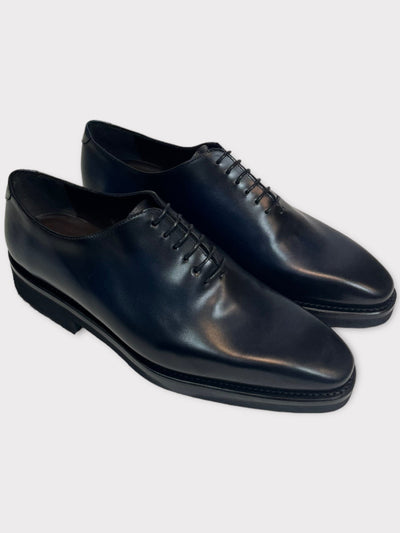 Blue Leather Whole-cut Shoes