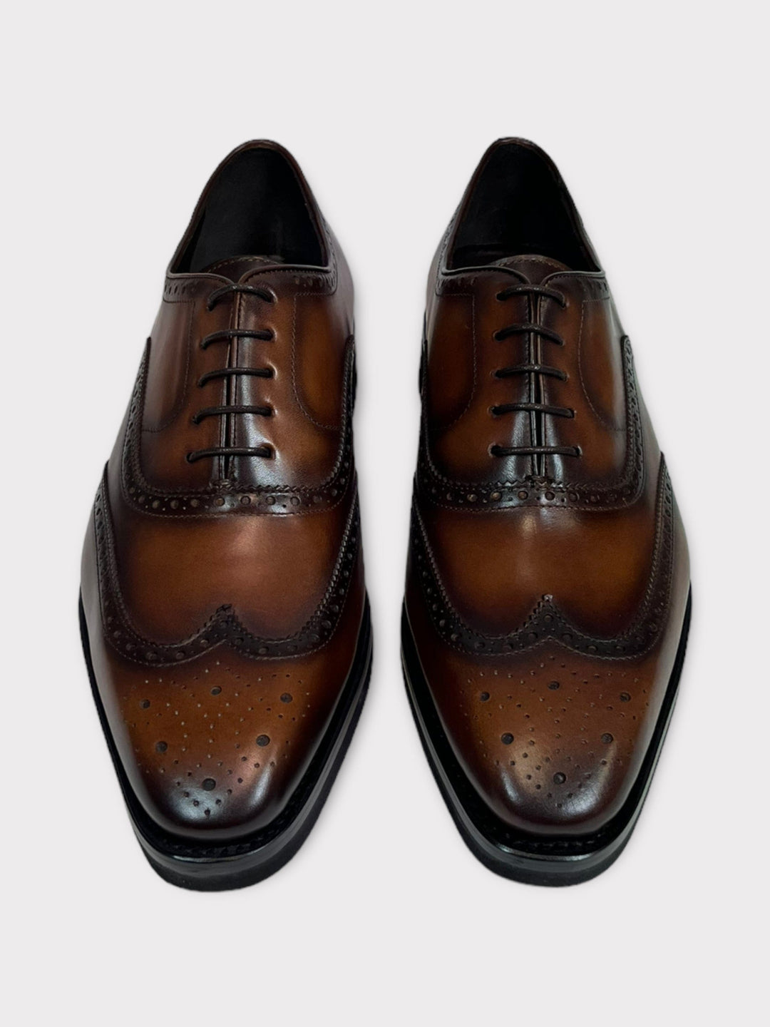 Brown Embossed Hand-Stitched Shoes