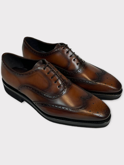 Brown Embossed Hand-Stitched Shoes