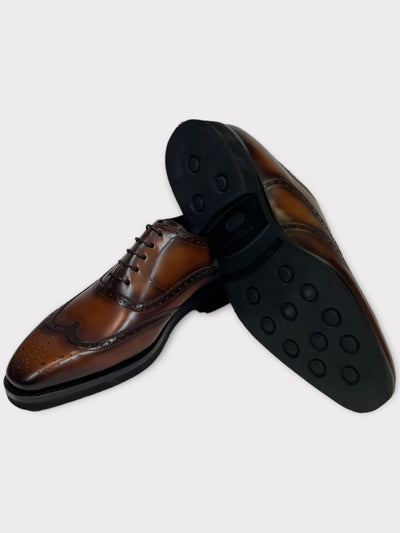 Brown Embossed Hand-Stitched Shoes