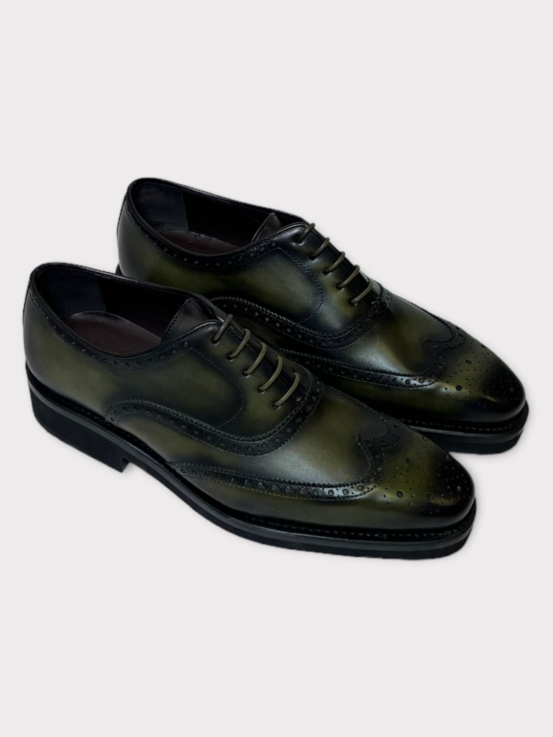 Richelieus Oxford vert patiné 