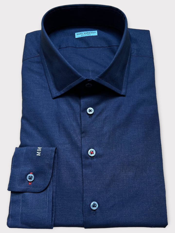 Navy Linen Cotton Shirt