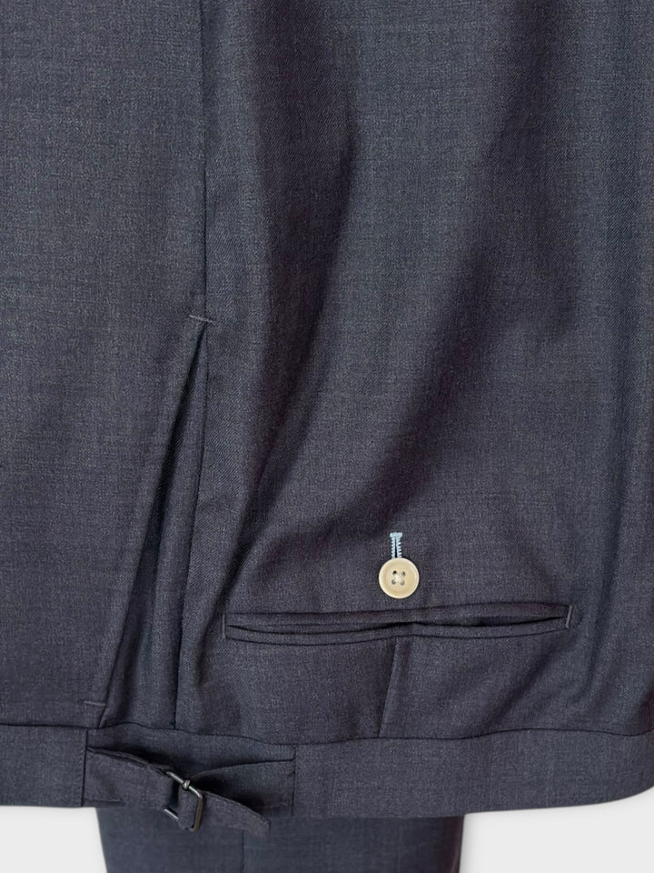 Pantalon en laine bleu marine avec passants de ceinture