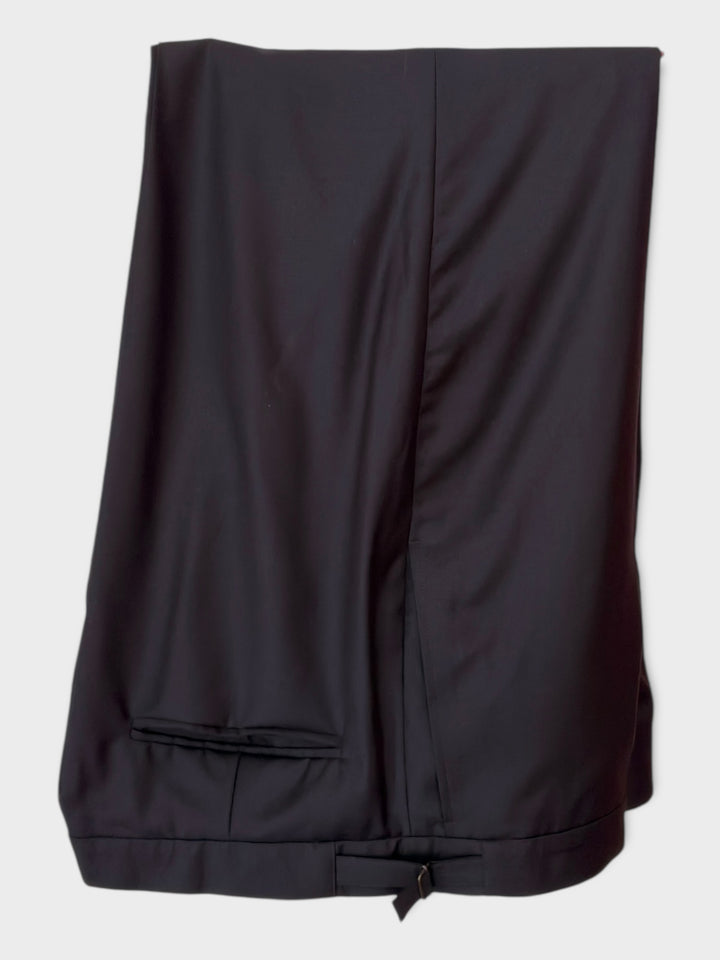 Navy Wool Tailored Trouser Unfinished Waistband