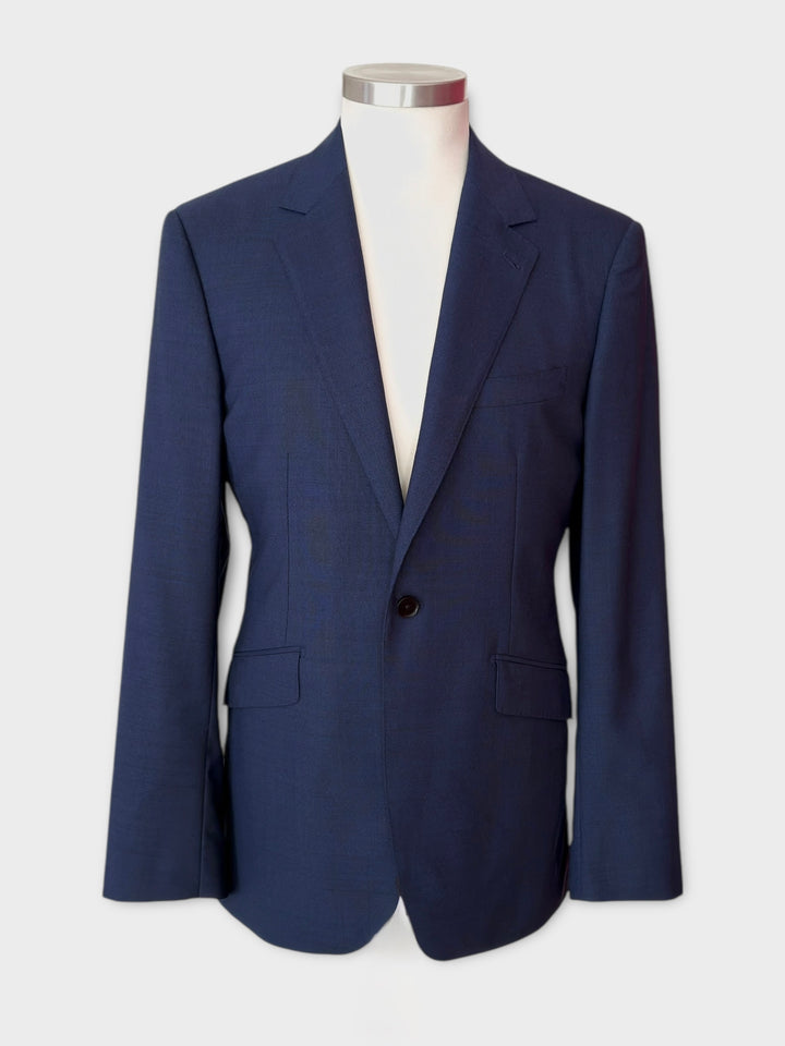 Costume lourd à chevrons bleu marine foncé