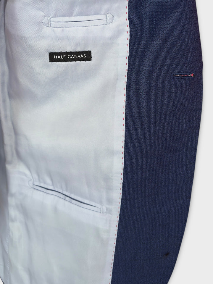 Costume lourd à chevrons bleu marine foncé