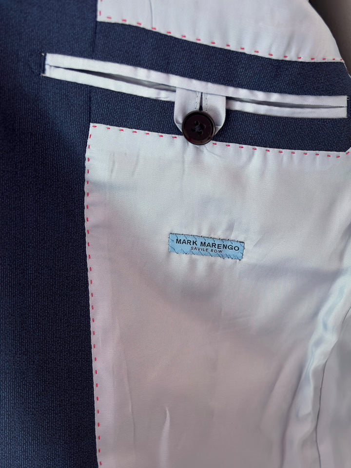 Costume lourd à chevrons bleu marine foncé