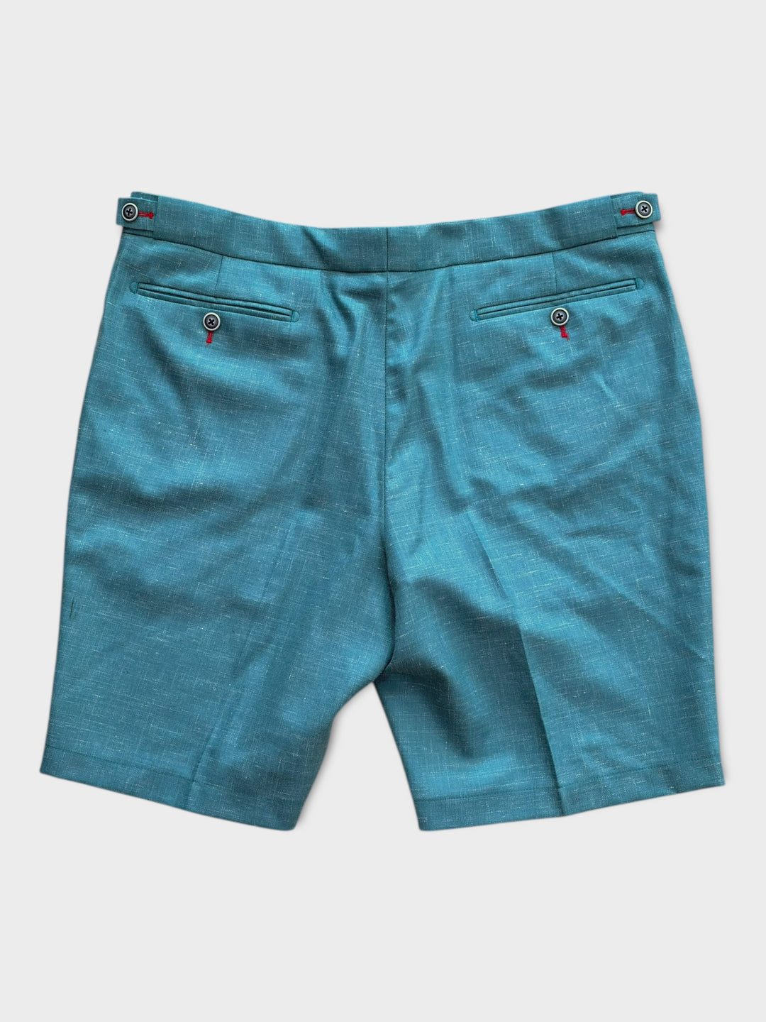 Teal Wool Linen Silk Shorts