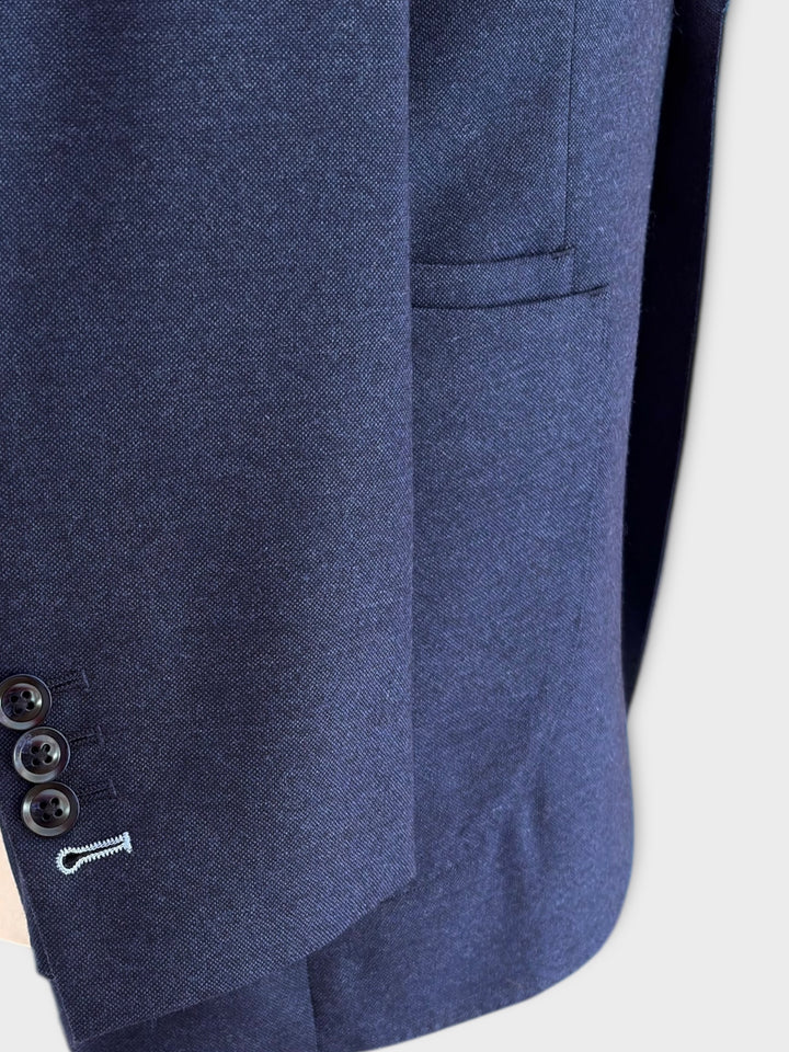 Blue Fine Houndstooth Spalla Camicia Winter Jacket Sartorially Made Short