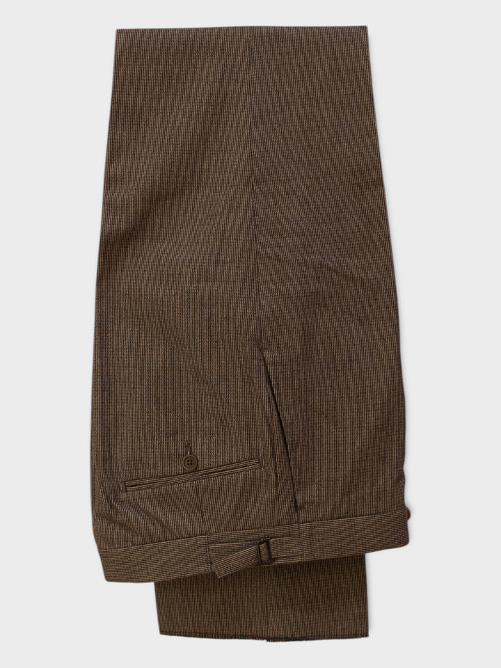 Mid Brown Tweed Effect Cotton Trouser