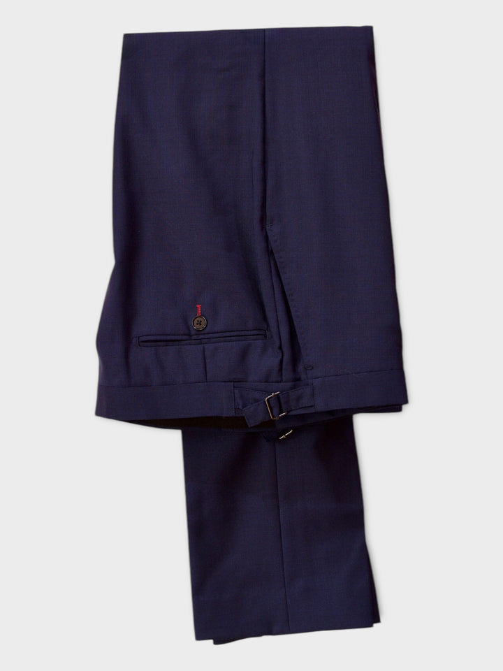 Navy Very Fine Honeycombe Weave Wool Trouser