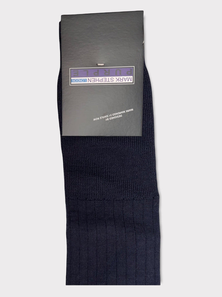 Navy Cotton Long Socks