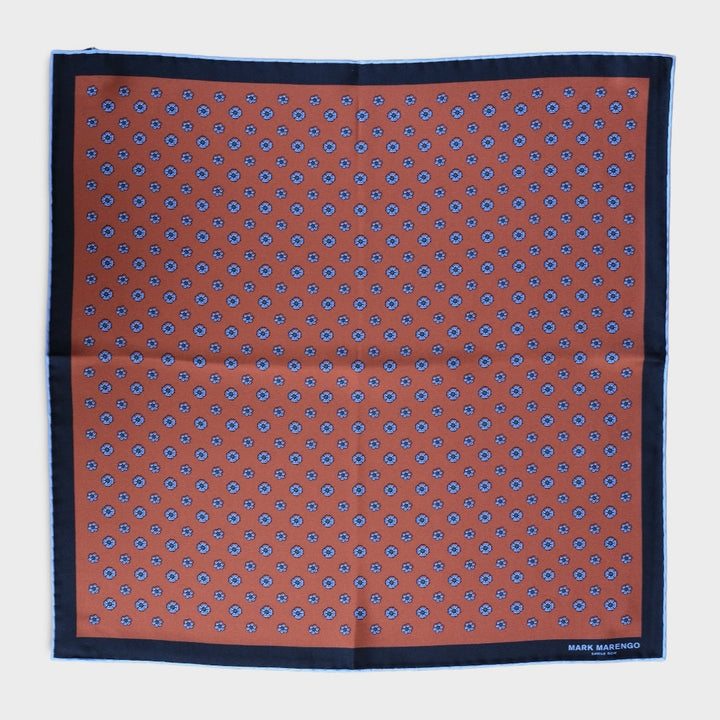 Dark Orange Silk Retro Flower Pocket Square