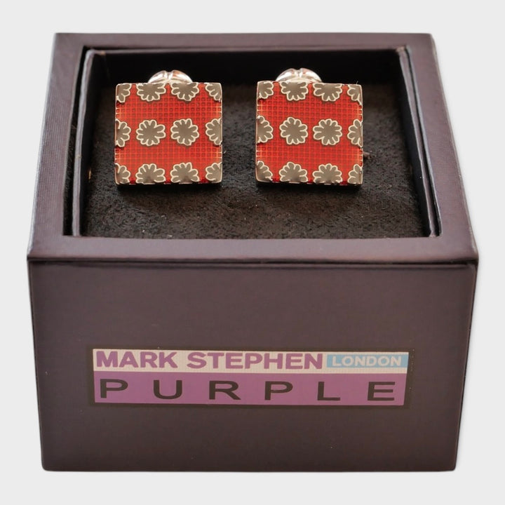 Red Flower Square Cufflink