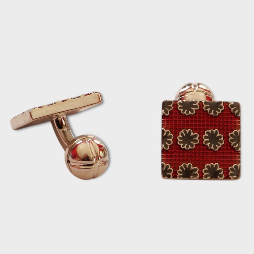 Red Flower Square Cufflink