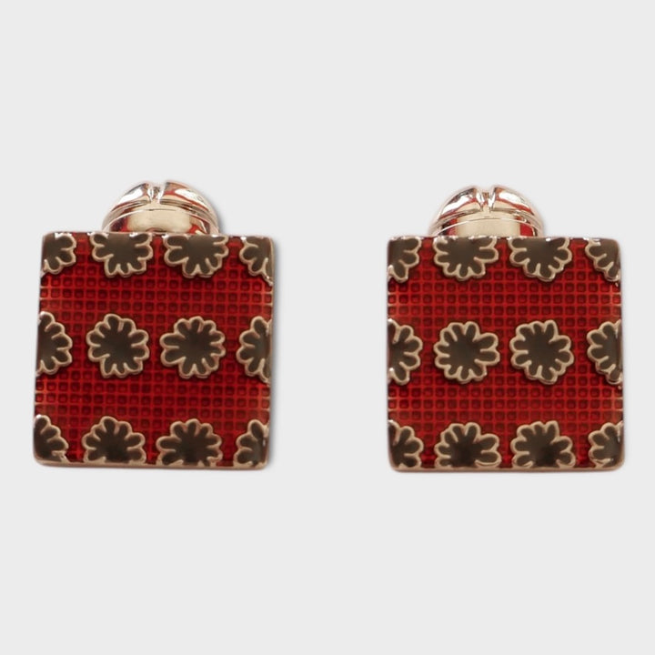 Red Flower Square Cufflink