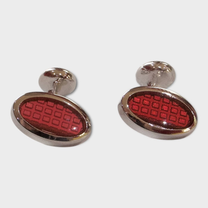 Red Oval Pattern Cufflinks