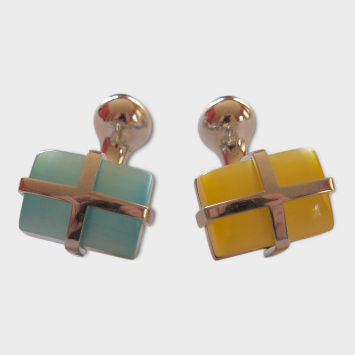 Sky Yellow Cat Eye Cufflinks