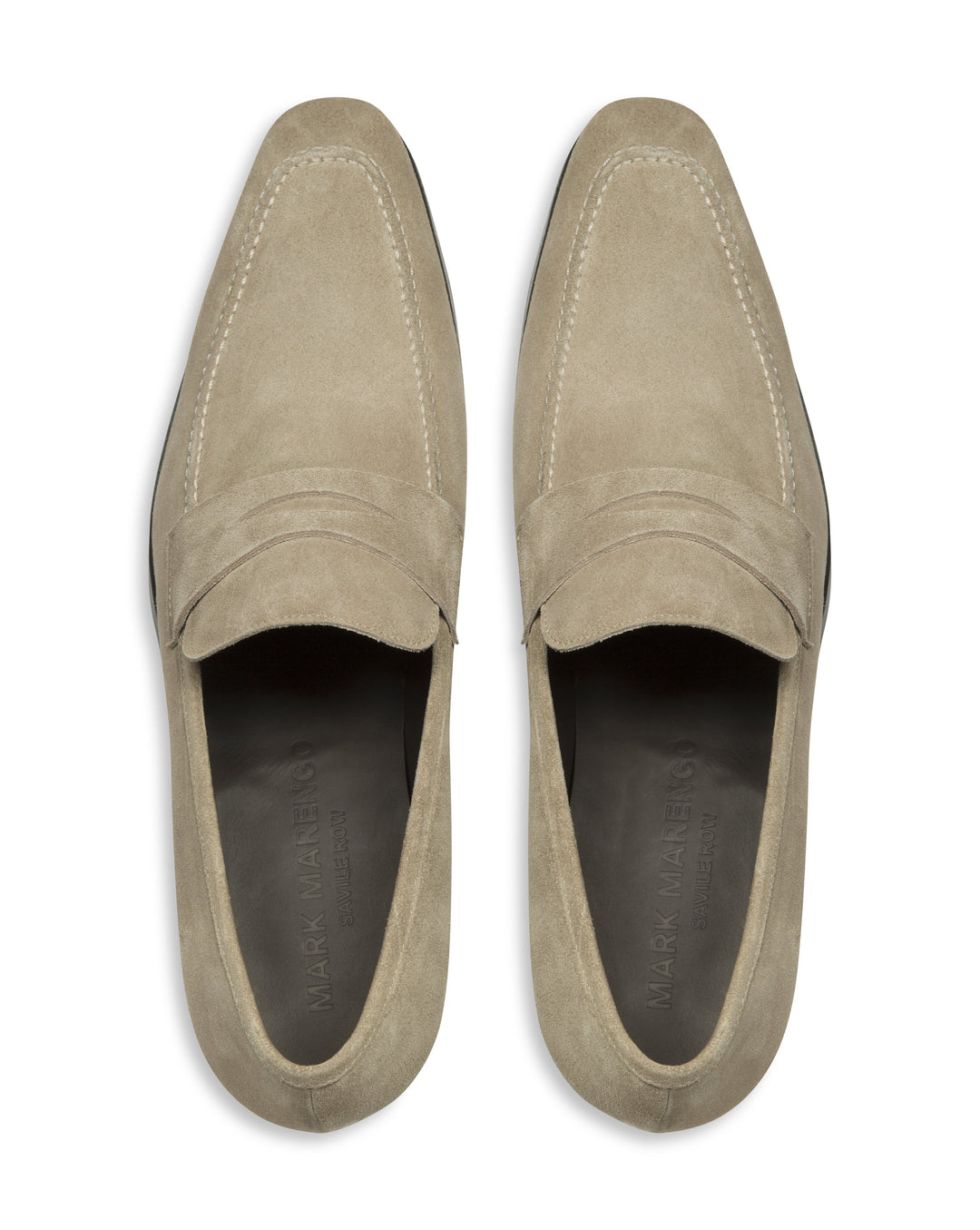 Beige Suede Hand-Stitched Penny Loafer