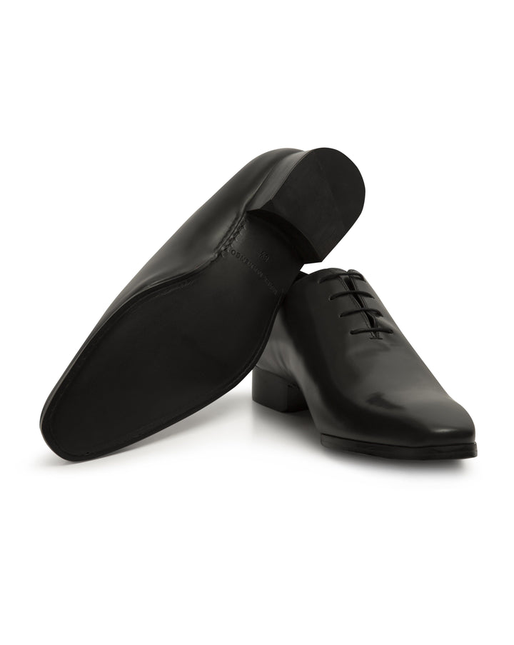 Black Hand-Stitched Wholecut Shoes