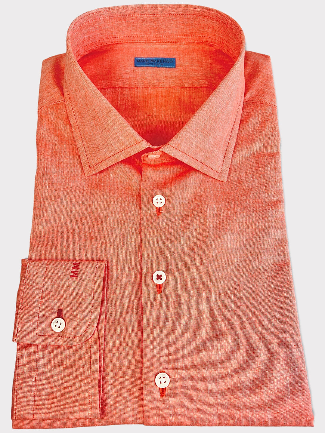 Chemise Coton Lin Rouge Clair Orange 