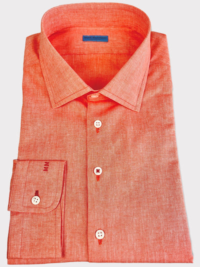 Light Red-Orange Linen Cotton Shirt