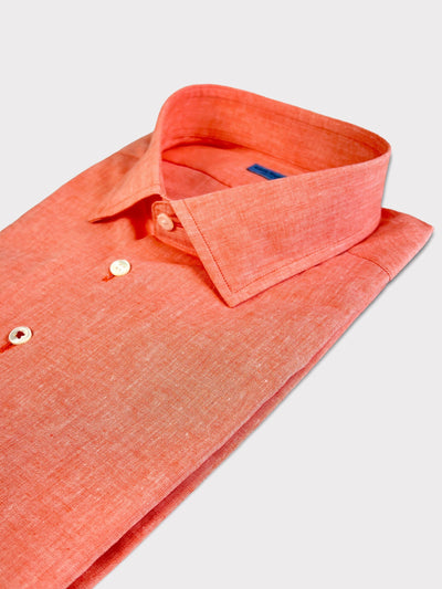 Light Red-Orange Linen Cotton Shirt