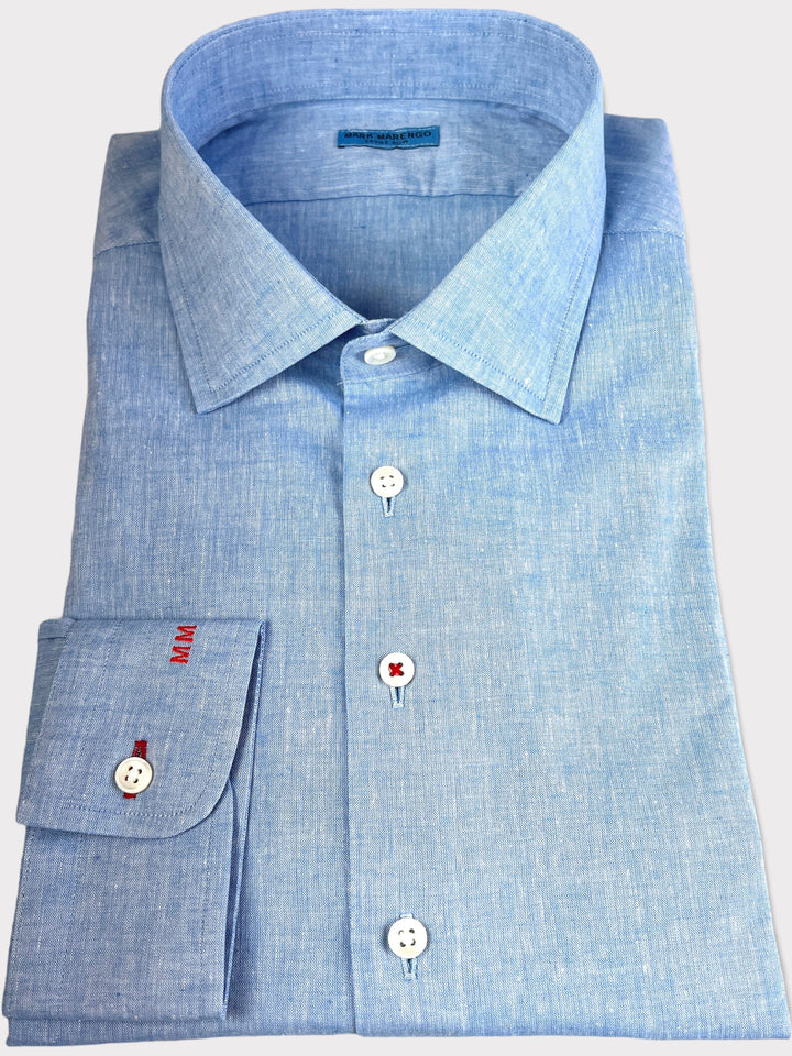 Chemise Coton Lin Bleu 