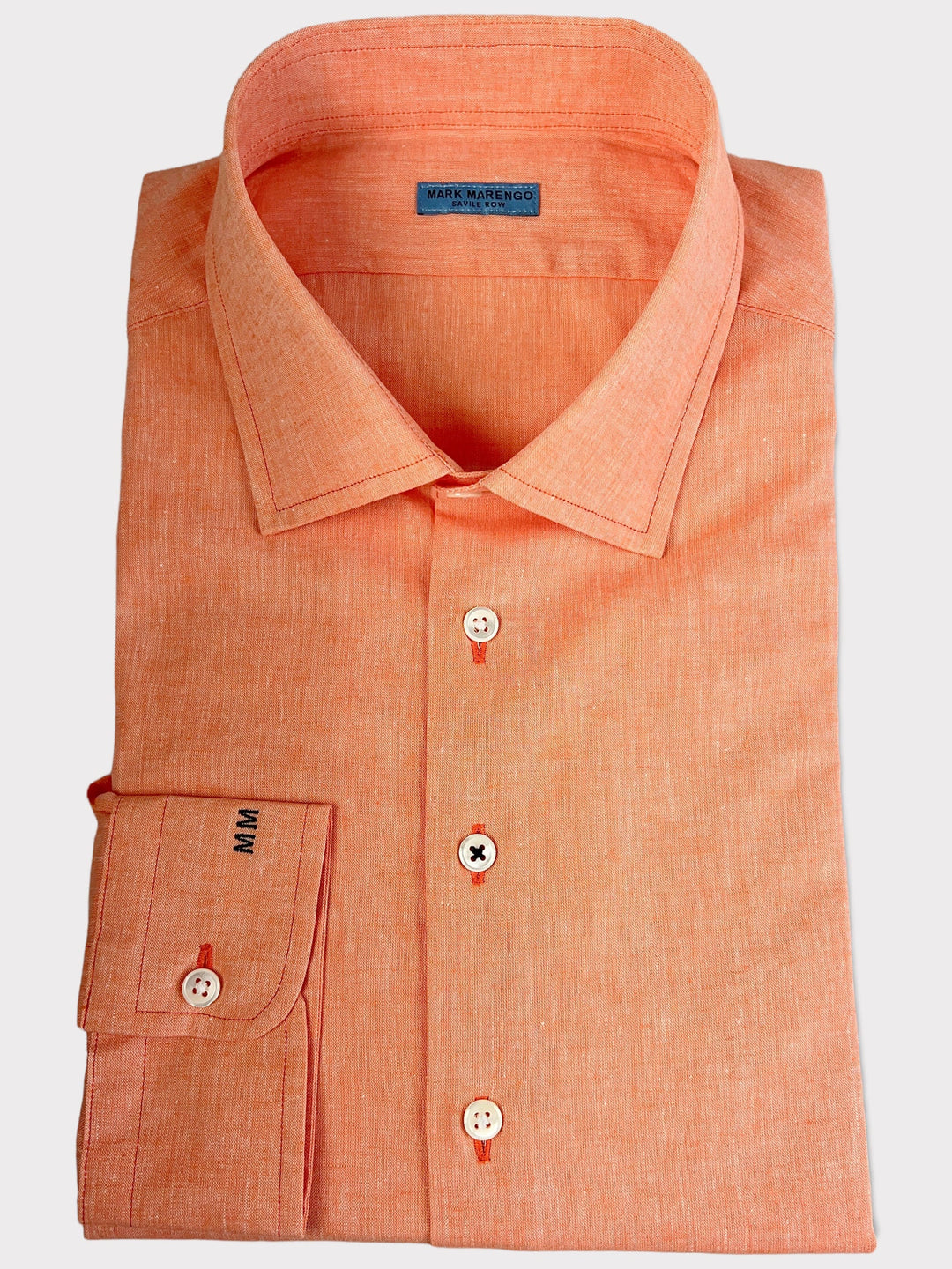 Chemise en lin et coton orange clair 