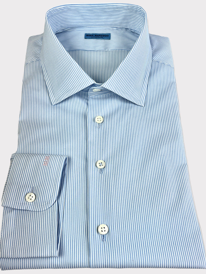 Chemise à rayures stretch bleu clair 