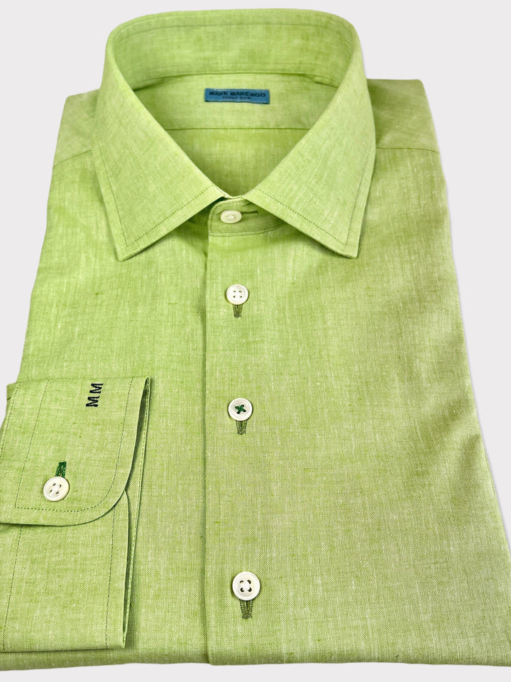 Chemise en lin et coton vert clair 