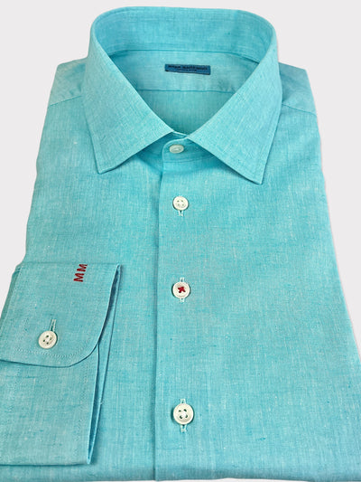 Light Turquoise Linen Cotton Shirt