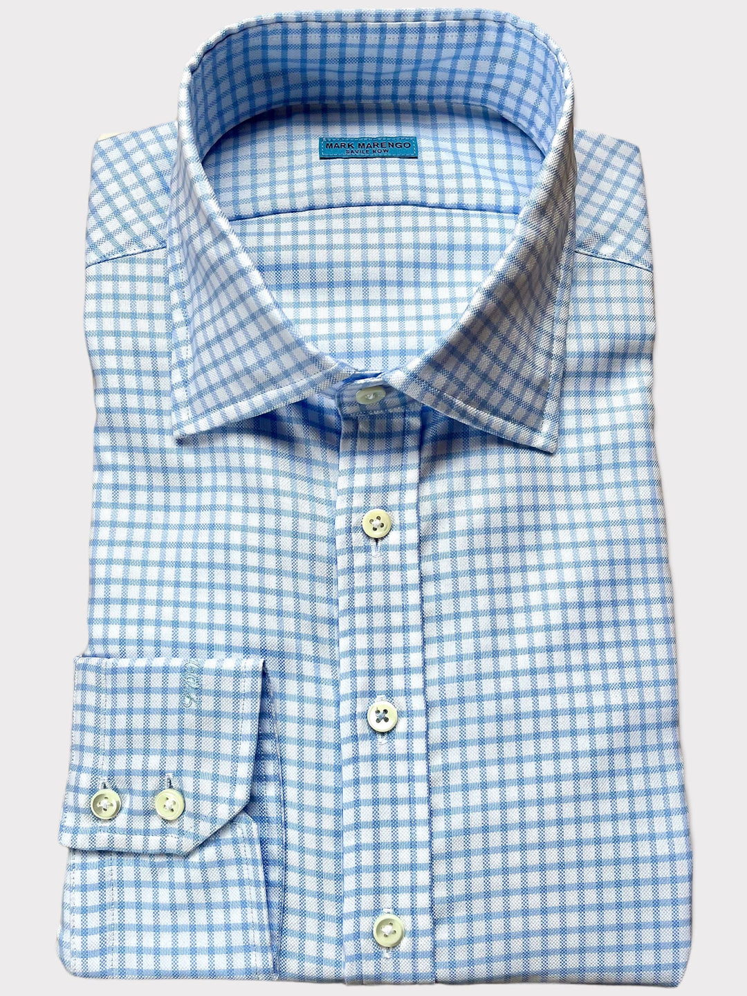 White Pale Blue Check Shirt