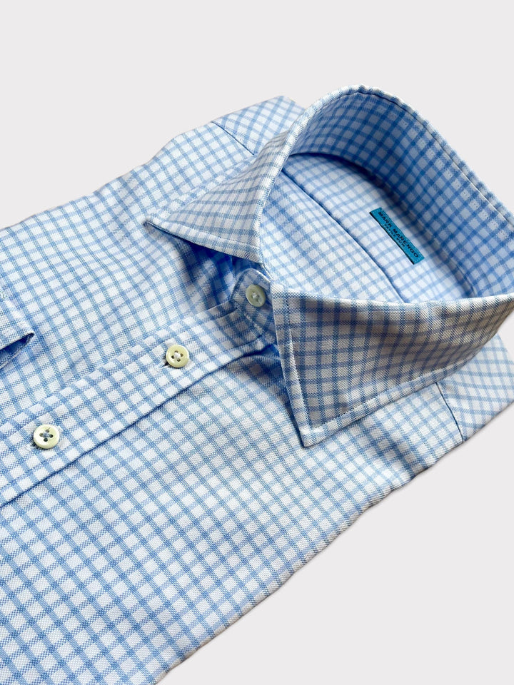 White Pale Blue Check Shirt