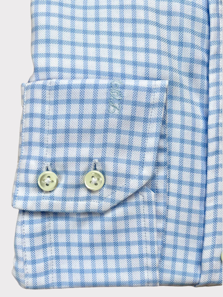 White Pale Blue Check Shirt