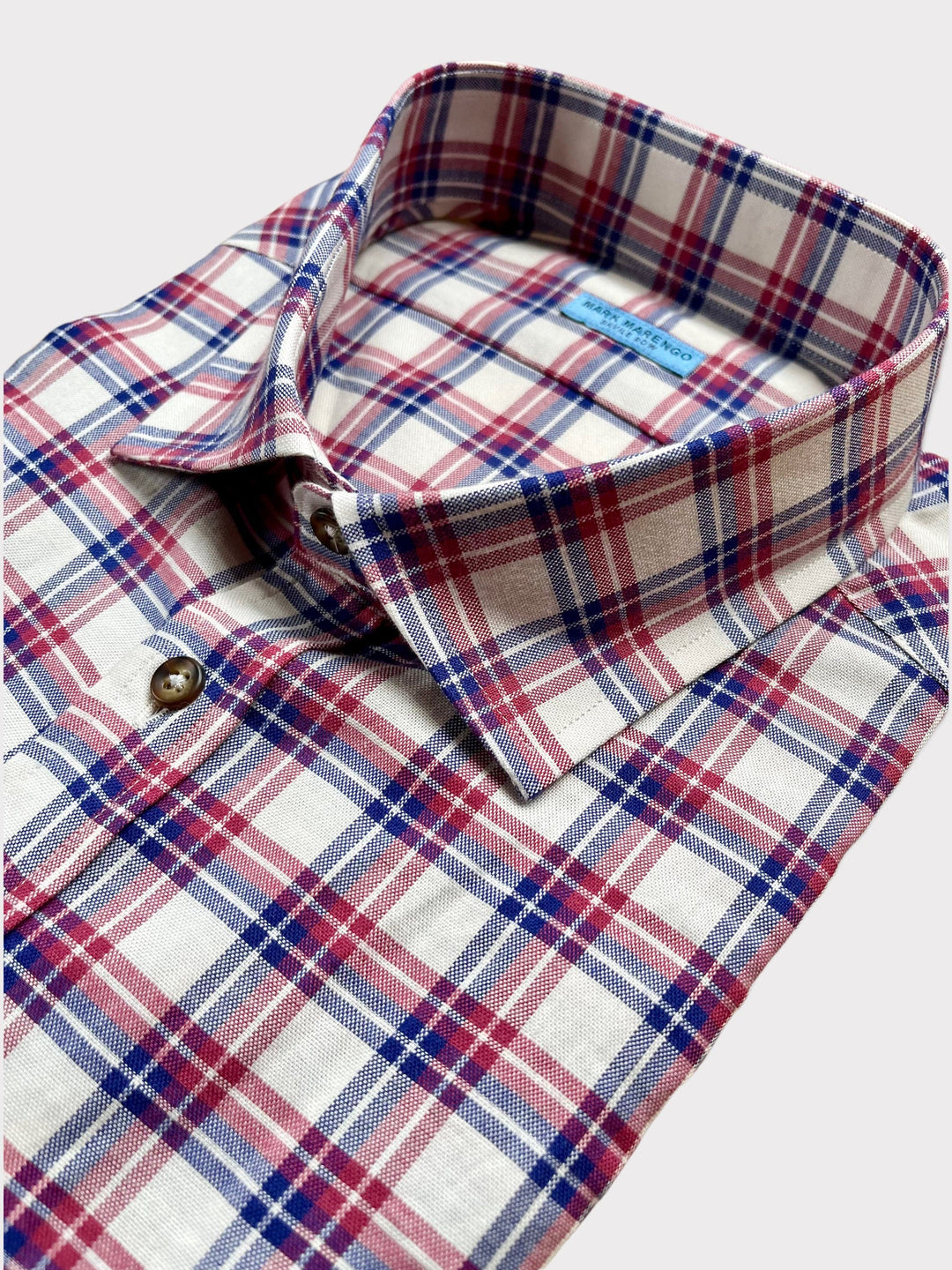 Beige Red Blue Check Shirt