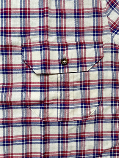 Beige Red Blue Check Shirt