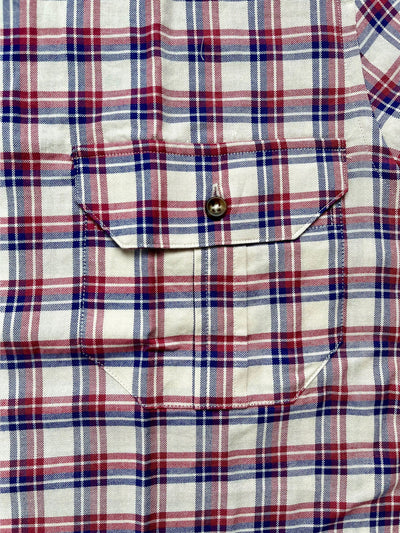 Beige Red Blue Check Shirt