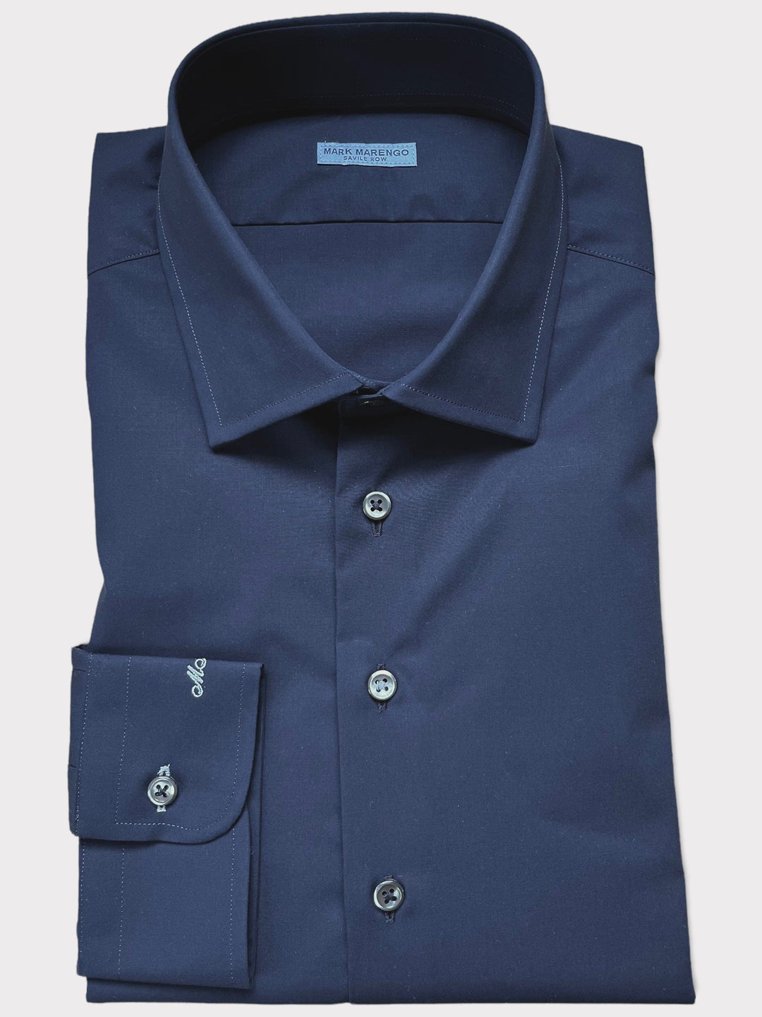 Chemise en popeline stretch bleu marine