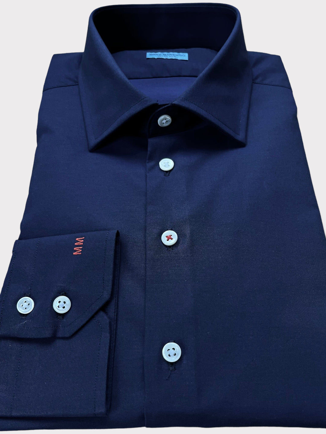 Chemise stretch en sergé bleu marine 