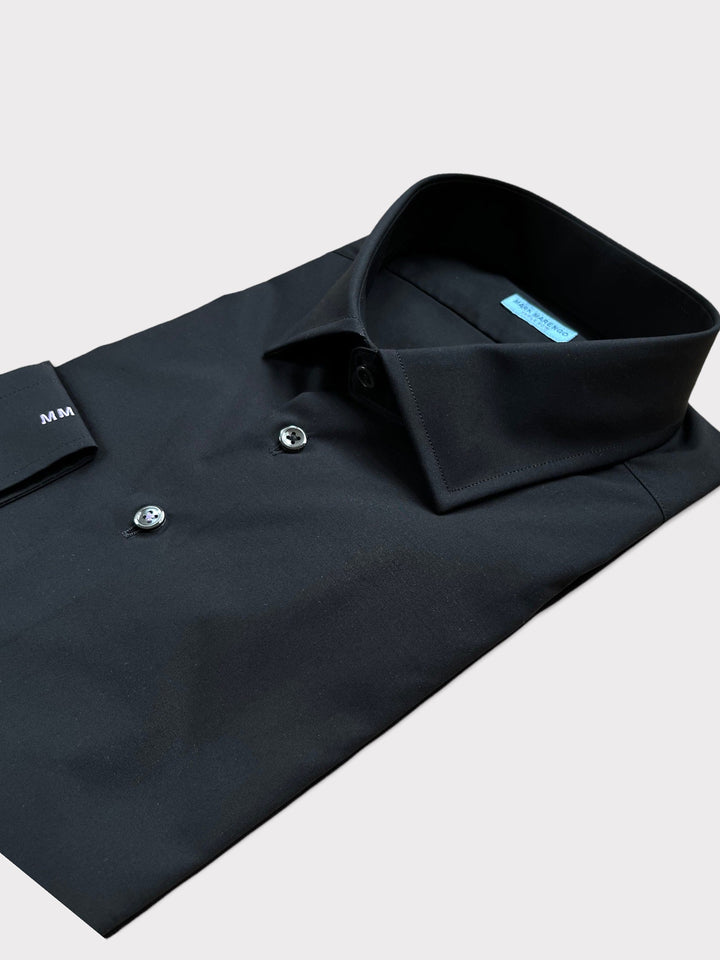 Black Stretch Poplin Shirt