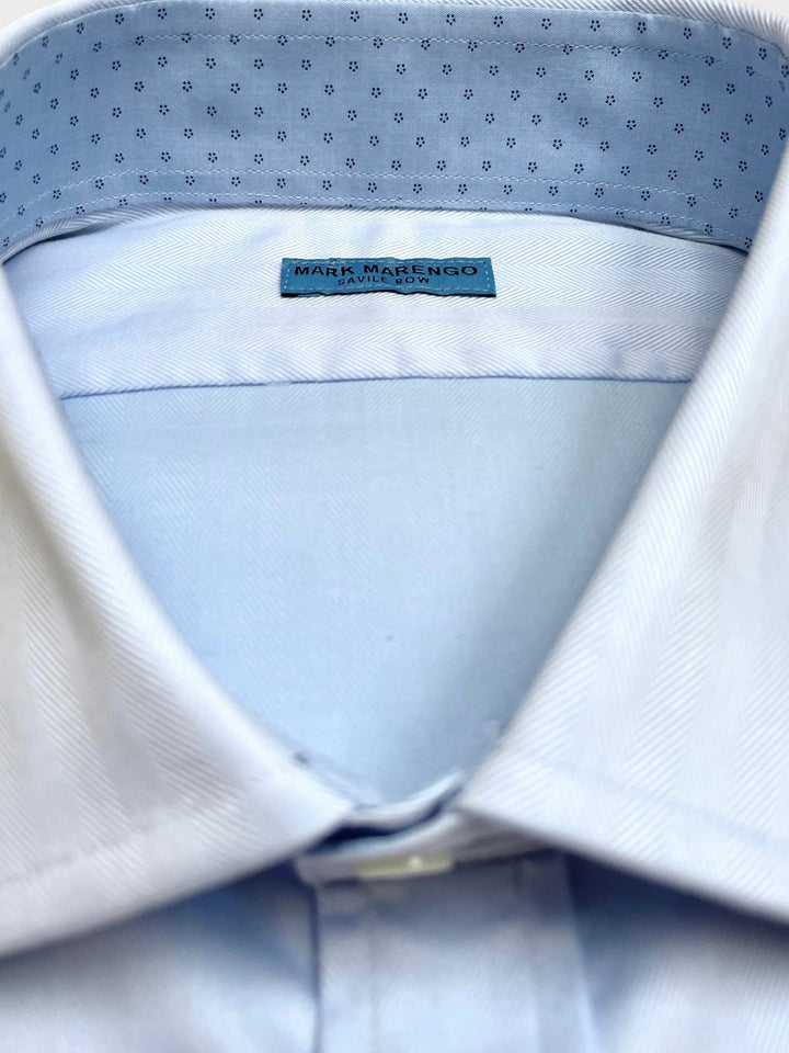 Light Blue Stretch Herringbone Shirt