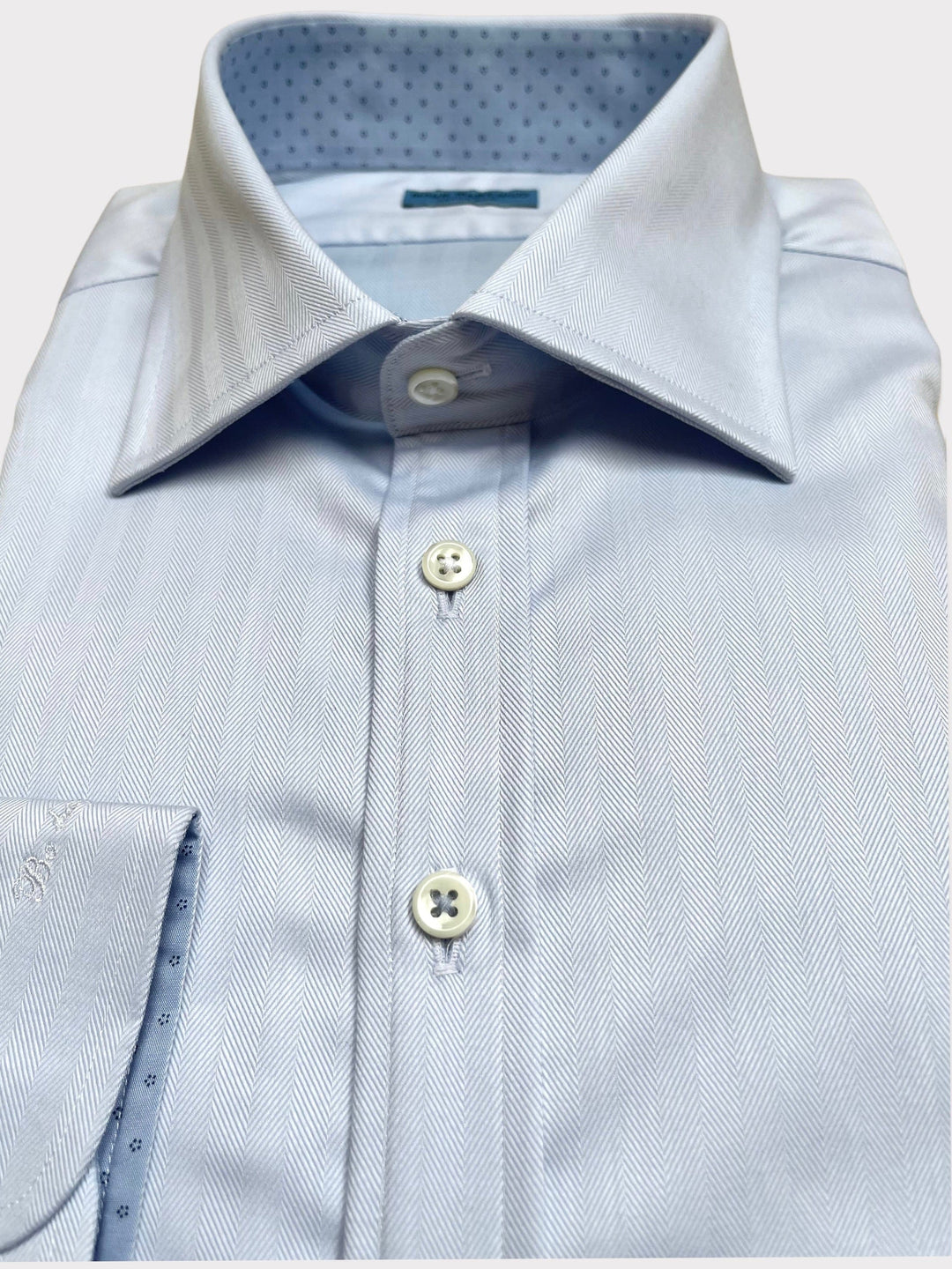 Light Blue Stretch Herringbone Shirt