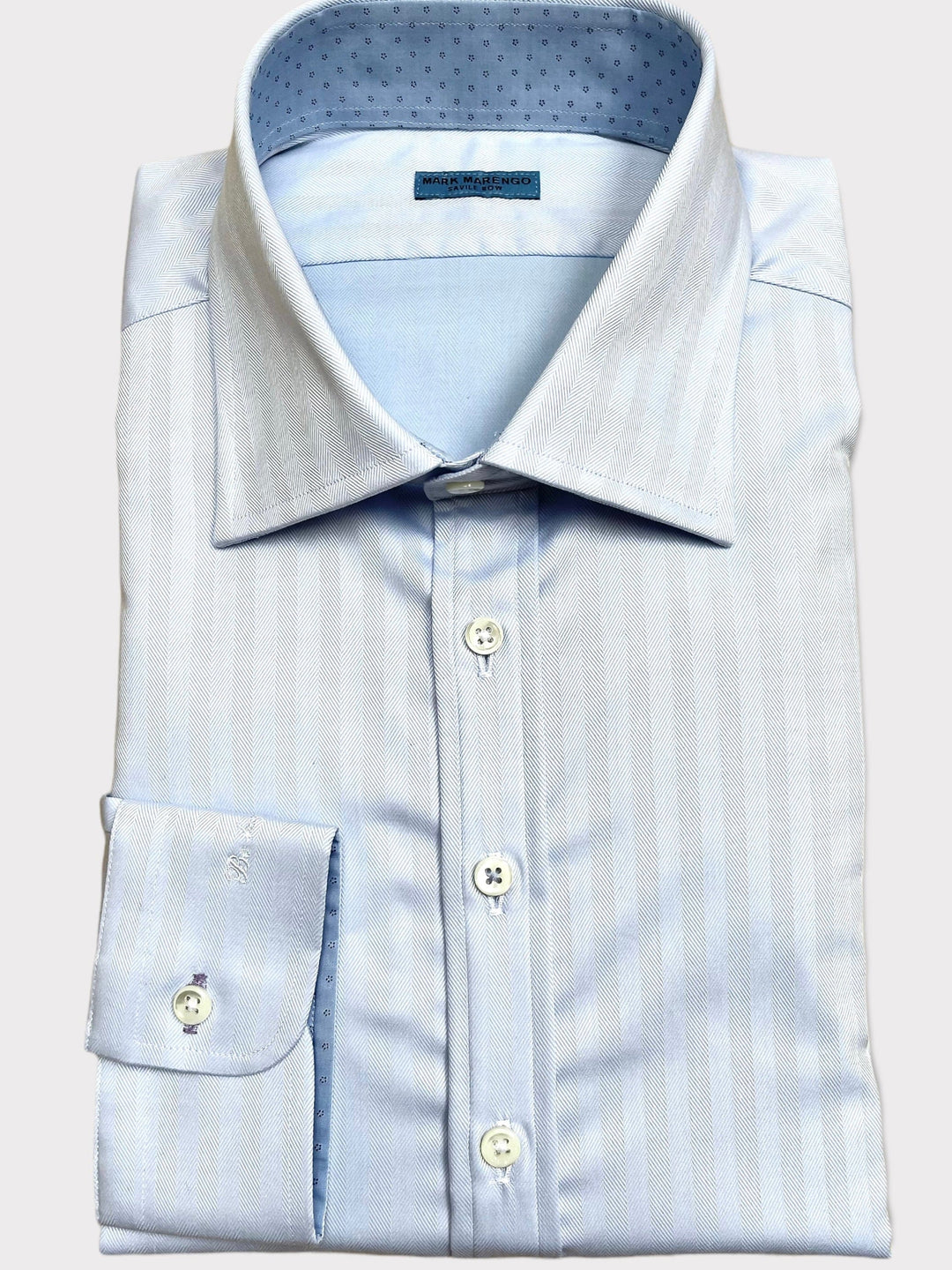 Light Blue Stretch Herringbone Shirt