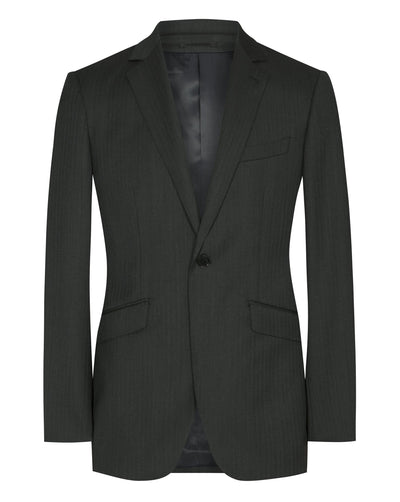 Charcoal Grey Herringbone Suit - Mark marengo