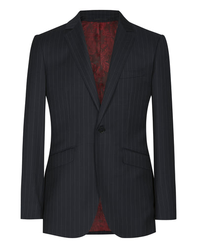 Navy Wide Pinstripe Suit - Mark marengo